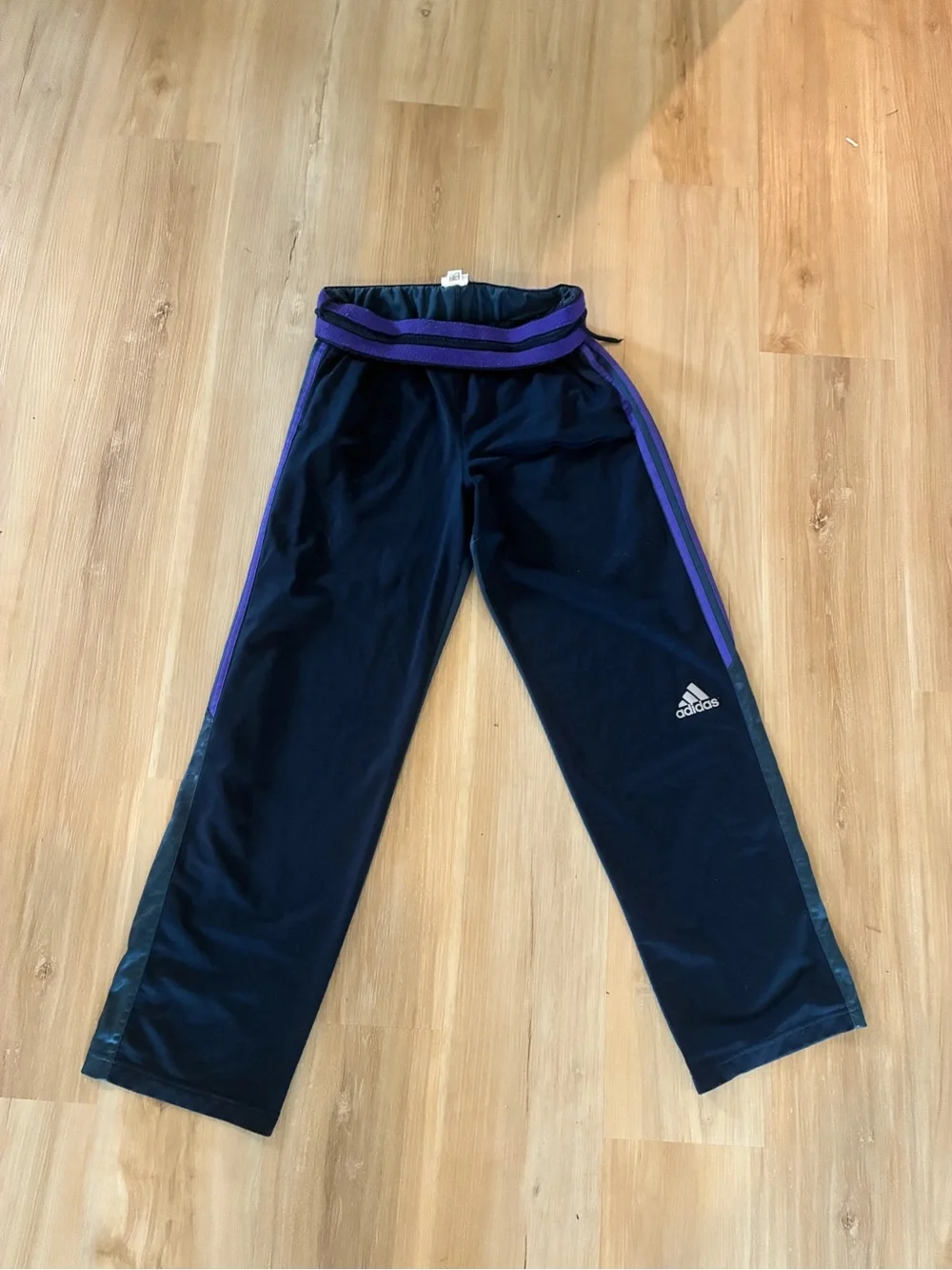 adidas Navy Sweatpants with Purple Side Stripes